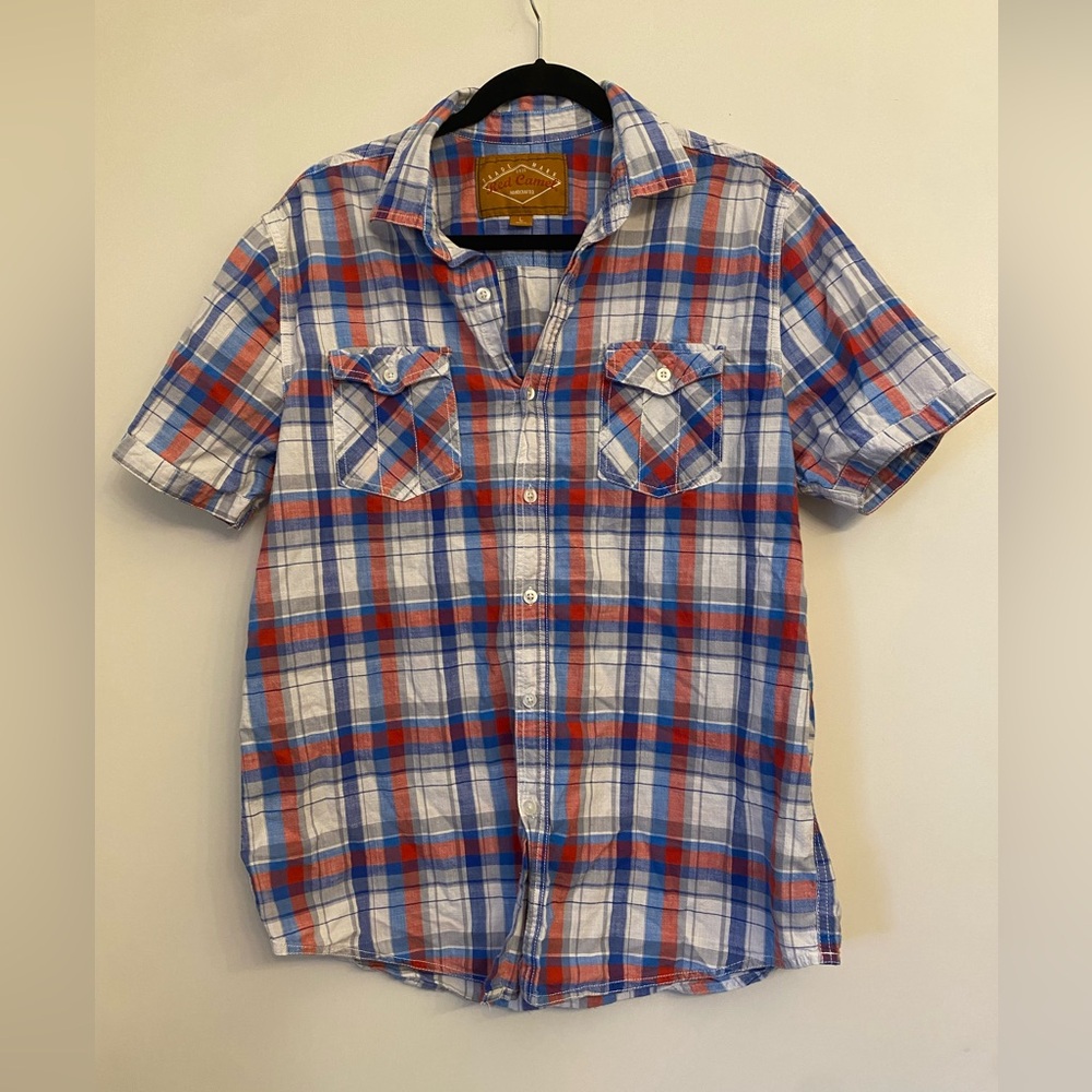 Red Camel Men's Casual Plaid Shirt - Red, Blue, White